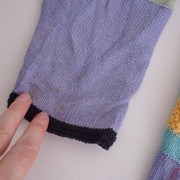 Koret Teal Pink Colorblock Cotton Blend Patchwork Button Up Cardigan Sweater M - Picture 9 of 12